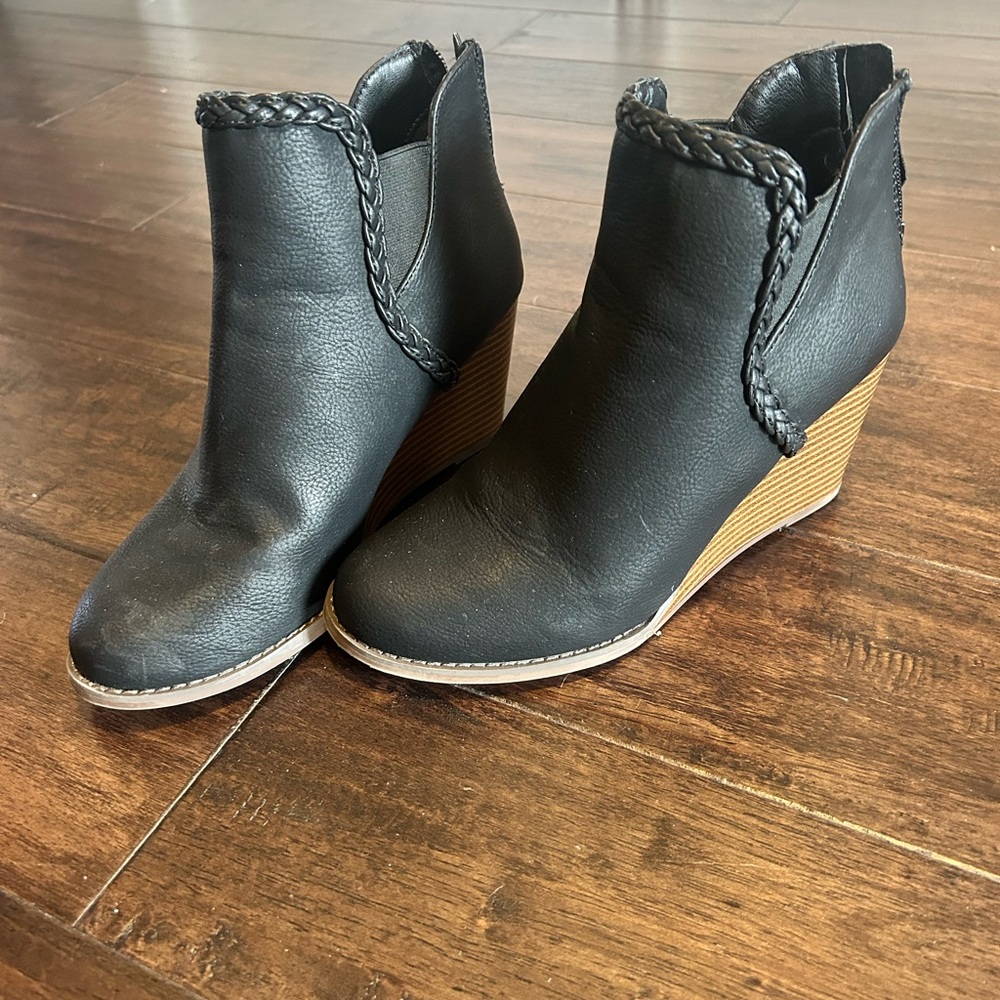 Black Wedge Ankle Boots